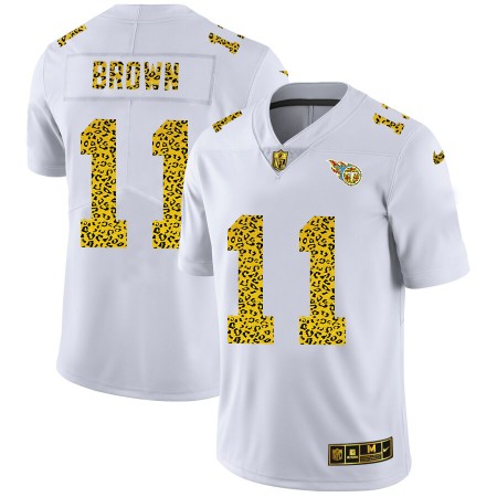 Maillot Tennessee Titans A.J. Brown 11 Nike Flocked Leopard Print Blanc - Homme
